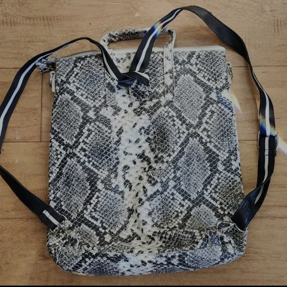 Latico Black and White Snakeskin Backpack - Picture 2 of 8